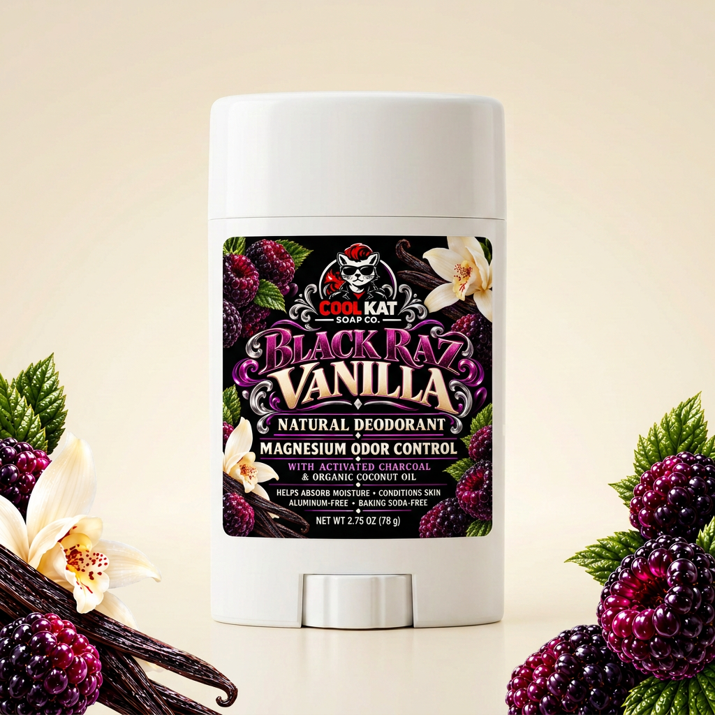 Black Raz Vanilla Natural Deodorant – Aluminum Free Odor Protection - Cool Kat Soap Co.
