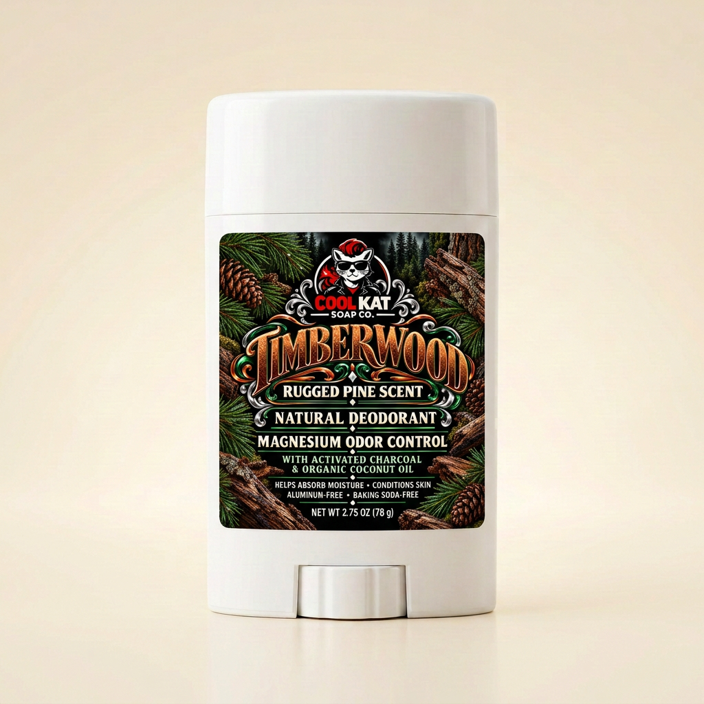 Timberwood Natural Deodorant – Aluminum Free Wood Scent - Cool Kat Soap Co.