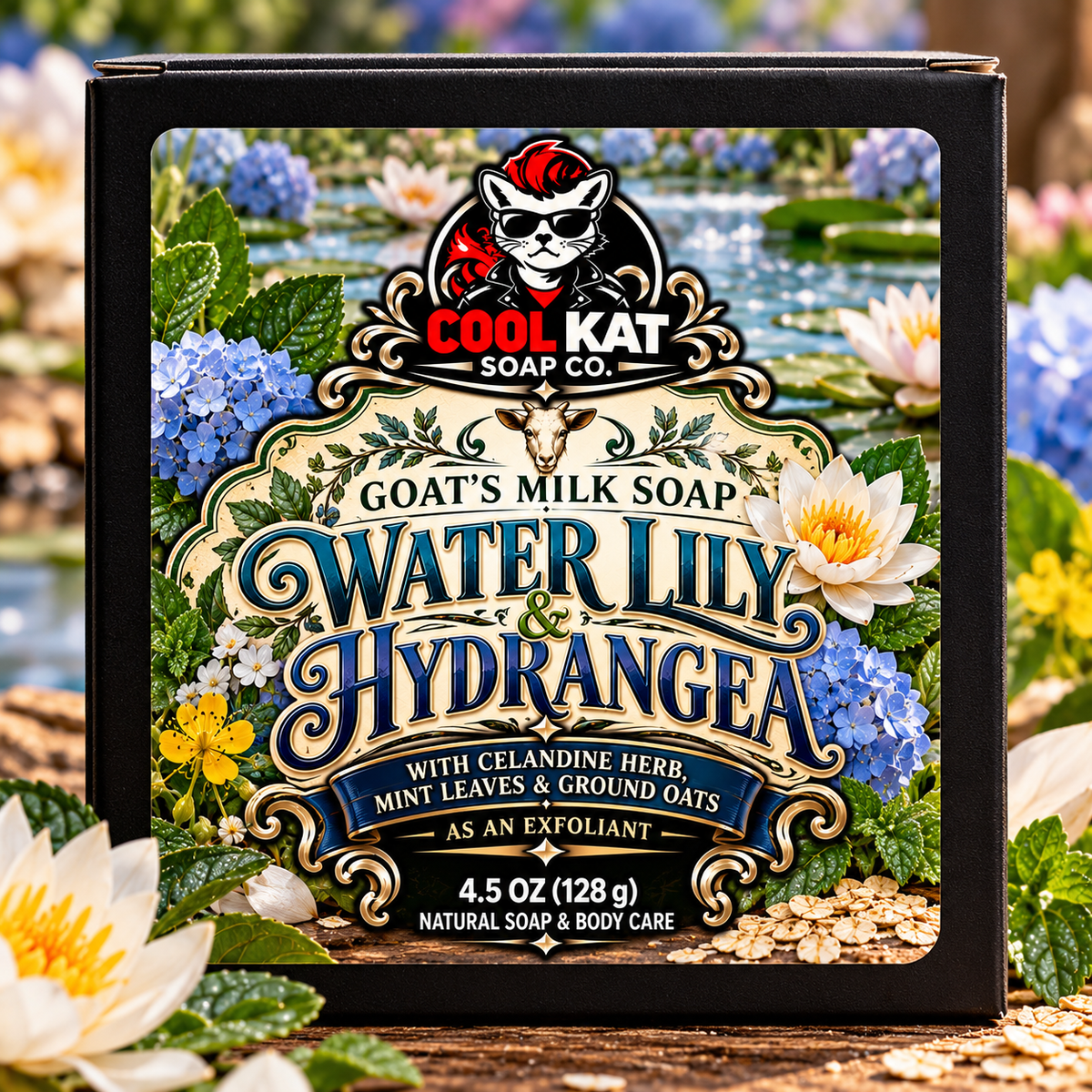 Water Lily & Hydrangea Goat’s Milk Soap - Cool Kat Soap Co.
