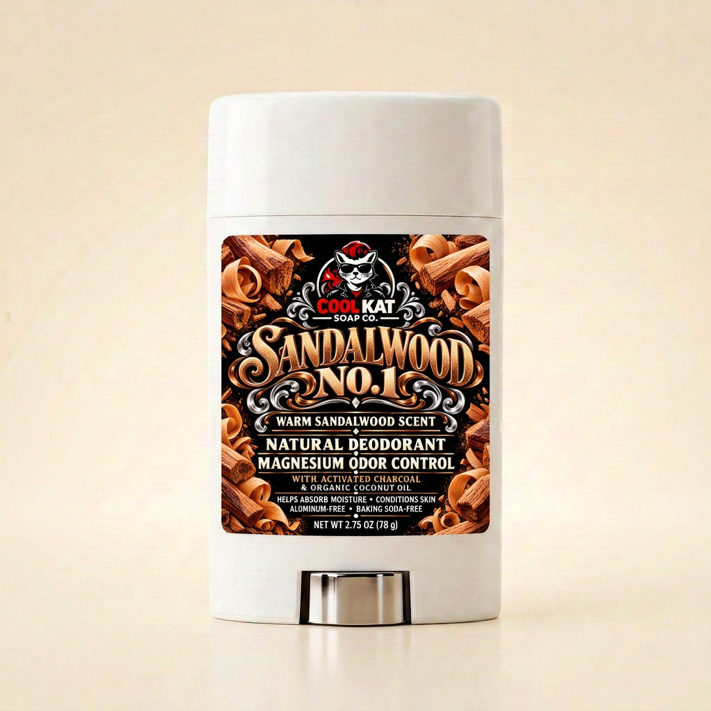 Sandalwood No. 1 Natural Deodorant – Warm Sandalwood Scent - Cool Kat Soap Co.